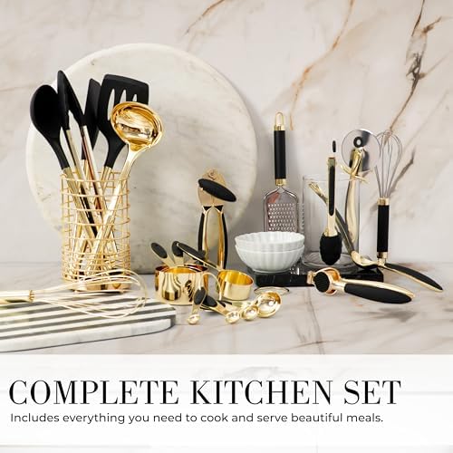 Styled Settings Black and Gold Kitchen Utensils Set, 23-Piece - Image 6
