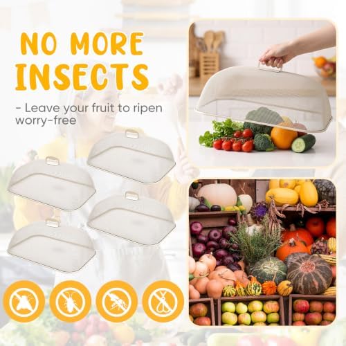 Hicarer 4 Pcs Metal Mesh Food Covers for Outdoors 18 Inch, Cream - Image 3