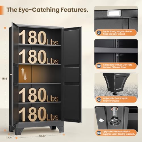 Yizosh Metal Pantry Storage Cabinet Kitchen Cabinet - Image 3