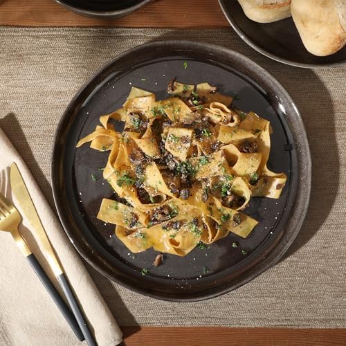 Gibson Elite Nardini 12 Piece (Service for 4) Plates and Bowls Reactive Glaze Dishes Stoneware Ceramic Dinnerware Set - Black - Image 7