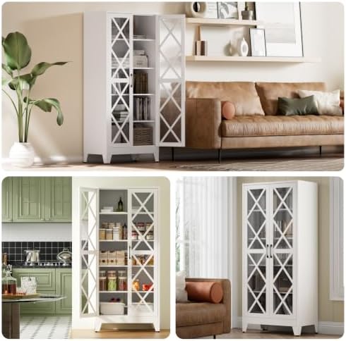 COFaR Metal Kitchen Cabinet, Pantry Storage Cabinets, 71" H Tall White - Image 4