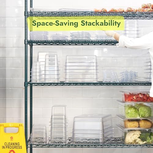 CURTA 6-Pack 1/4 Size 4" Deep NSF Polycarbonate Food Pans with Handled Lids & Drain Trays | Dishwasher & Freezer Safe Clear Container for Prep Tables, Buffet, Salad Bar, Commercial & Home Kitchen - Image 5