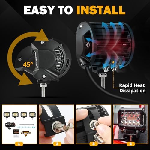 Auxbeam 4 Inch 240W LED Pods, Amber White Fog Light Strobe Lights, 4 Packs - Image 4