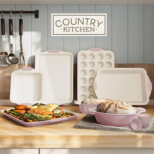 Country Kitchen Nonstick Stackable Bakeware Set - Durable, Easy Release Baking Set- 22 Pc. Includes Silicone Muffin Cups - Image 3