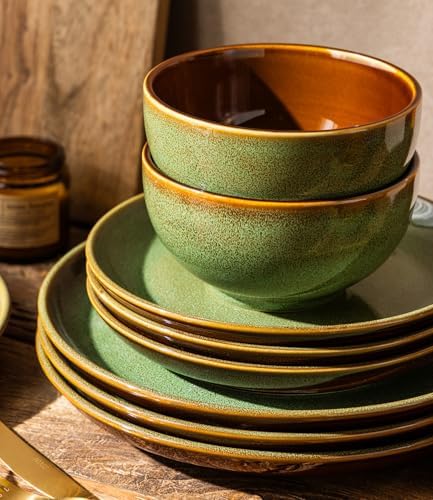 LeRatio Ceramic Dinnerware Sets for 4,12Pcs PorcelainPlates and Bowls Set - Image 4