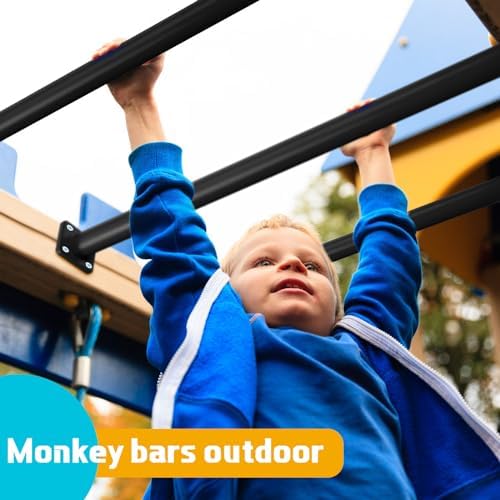 Dunzy 12 Pack Monkey Bars Swing Set Accessories Rods Playset Ladder Rungs Hardware Kit Steel Monkey Bar with Screws for Backyard Playground Equipment Mounting Plates(16.5 Inch,Black) - Image 5