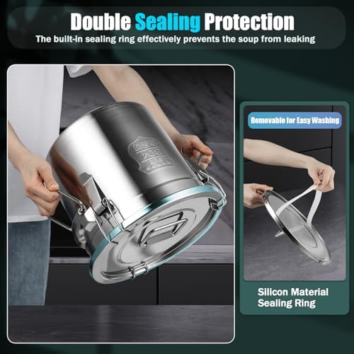 12L/3.17 Gal Stainless Steel Food Storage Container with Lid - Image 3