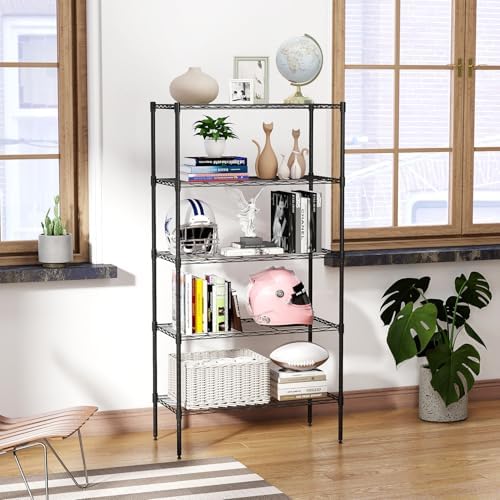 BestOffice | 5-Tier Wire Shelf with Wheels | 14" x 30" x 61" | Black - Image 2