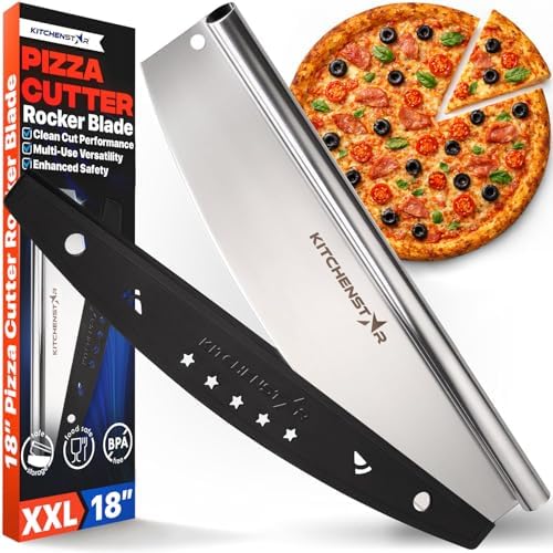 18-Inch Pizza Cutter Rocker Blade, 304 Stainless Steel Slicer Knife, Silver by Kitchenstar