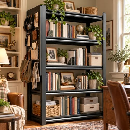 Metal Book Shelf Adjustable Heavy Duty Bookshelf with Tool-Free Assembly by PRESTELION