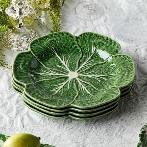 Le Jardin Green Cabbage Plates - Dinner, SET OF FOUR -11" Sculpted Green Stoneware Leaf Plates – Seasonal Garden-Inspired Tableware for Spring & Summer Dining and Entertaining - Image 5