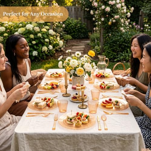 DaYammi 210PCS Orange Glitter Plastic Dinnerware Set for 30 Guests - Image 6