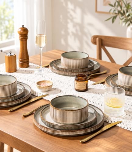 GBHOME Stoneware Dinnerware Sets for 8, 24-Piece Plates and Bowls Set - Image 6