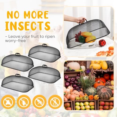 Hicarer 2 Pcs Metal Mesh Food Covers for Outdoors 18 Inch, Black - Image 3