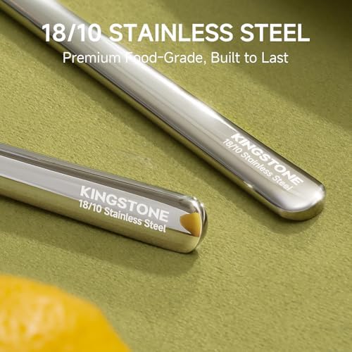 KINGSTONE 48-Piece Silverware Set with Steak Knives, Flatware Set for 8, 18/10 Stainless Steel Tableware Cutlery Set for Home Restaurant, Mirror Finish,Modern Design - Image 5