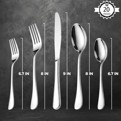 LIANYU 20 Piece Silverware Flatware Set, Stainless Steel Cutlery Set for 4 - Image 6