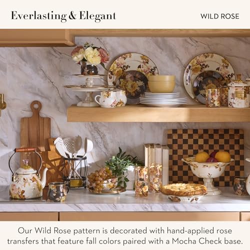 MACKENZIE-CHILDS Enamel Compote, Large, Wild Rose White - Image 3