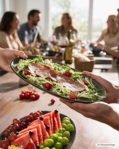 famiware Serving Platters Set of 3 Sizes - Oval, Deep Forest - Image 3
