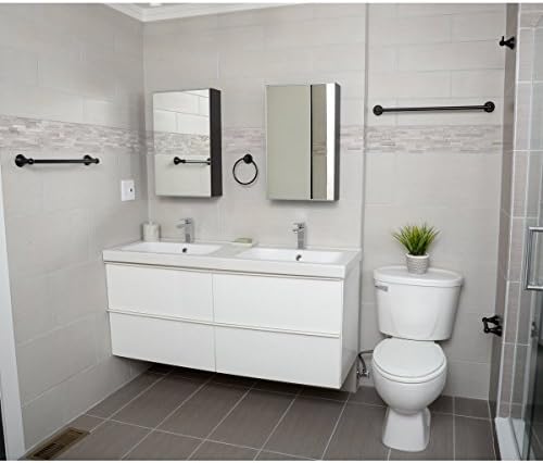 Amazon Basics Modern 5 Piece Bathroom Hardware Set, Oil Rubbed Bronze, Towel Bar, Toilet Paper Holder, Towel Ring, Robe Hook - Image 5