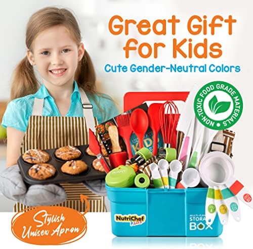 NutriChef Kids Cooking & Baking Set - Complete Cooking Set for Girls & Boys, Includes Little Chef's Apron. Kitchen Supplies, Nylon Knives, Utensils, & Baking Tools, Great Gift for Ages 4 and Up - Image 3