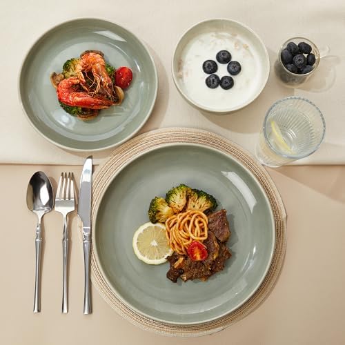 Pokini Ceramic Dinnerware Sets for 6, 18pcs Plates and Bowls Sets Dish Set - Image 4