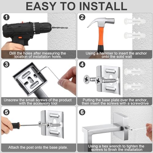 20 Pcs Silver Bathroom Hardware Accessories Bath Towel Bar Set - Image 4