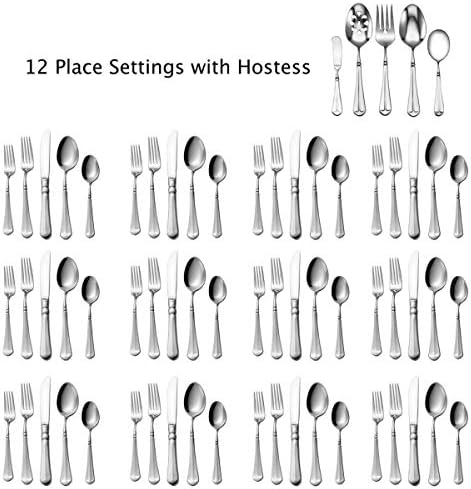 Mikasa French Countryside 65-Piece Flatware Set, Service for 12, 18/10 Stainless Steel Silverware Set with Hostess Serving Pieces, Dishwasher Safe (Pack of 2) - Image 3