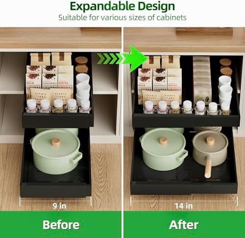 PAKETA 4 Pack Expandable Pull Out Cabinet Organizer,21" Deep - Image 3