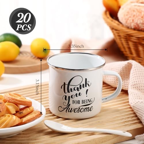 Sliner 20 Pcs Thank You Gifts 12oz Enamel Coffee Mugs Bulk with Handle, Thank You for Being Awesome Cups Employee Appreciation Gift for Teacher Coworker Friend(White) - Image 2
