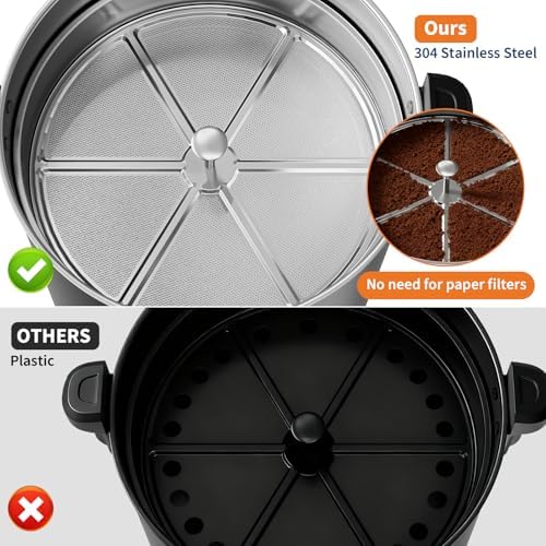 12 L/80 Cups Coffee Urn, Double-Wall Stainless Steel Commercial Coffee Maker, Large Percolator Pot Dispenser Hot Water Urn, Quick Brew, Stays Hot for Tea & Beverage at Events & Catering - Black - Image 7