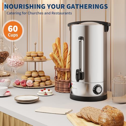 70 Cup Coffee Urn, 10 l Large Commercial Coffee Maker, Percolator Pot Dispenser with Double-Wall Stainless Steel, Electric Hot Water Dispenser Coffee Dispenser for Wedding,Catering, Events - Image 4