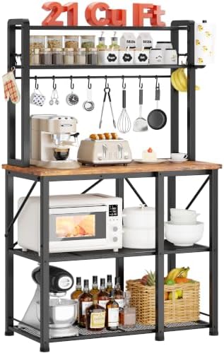 YASONIC Coffee Bar, Bakers Rack with Storage, 34.7 Inches Microwave Stand by YASONIC
