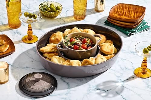 Le Creuset Stoneware Signature Oval Chip and Dip Platter, 13", Oyster - Image 6