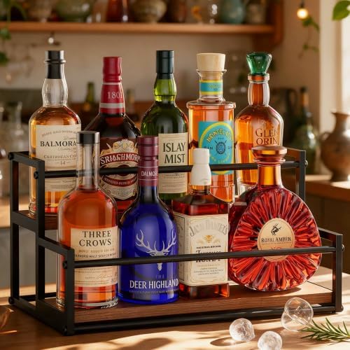 THYGIFTREE 2 Tier Liquor Bottle Display Shelf by THYGIFTREE