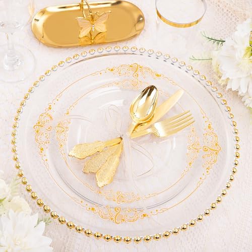 Hioasis 210 Pcs Clear Gold Plates for Party - Image 4