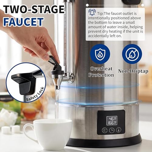 11L (45 Cups) Hot Water Dispenser Urn, Commercial Hot Water Boiler - Image 5