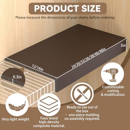 5 Pack 33x12in Wire Shelf Cover for Pantry, Closet, Kitchen – Waterproof PVC Wood-Look Wire Rack Covers for Shelves, Multiple No-Tool Installation - Image 3