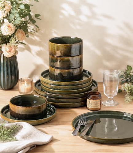 TheTerra Ceramic Dinnerware Set for 6, 18-Piece Plates and Bowls Set - Image 6