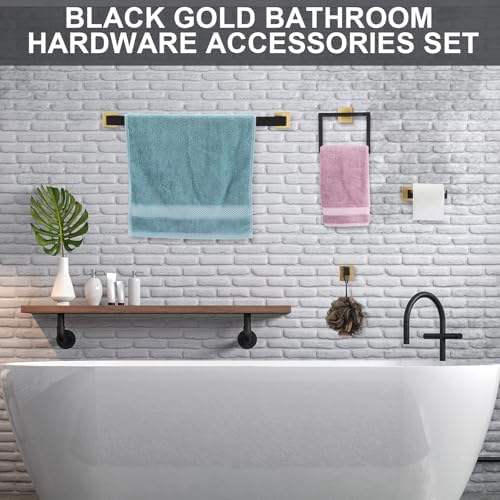 10 Pcs Black Gold Bathroom Hardware Accessories Bath Towel Bar Set - Image 5