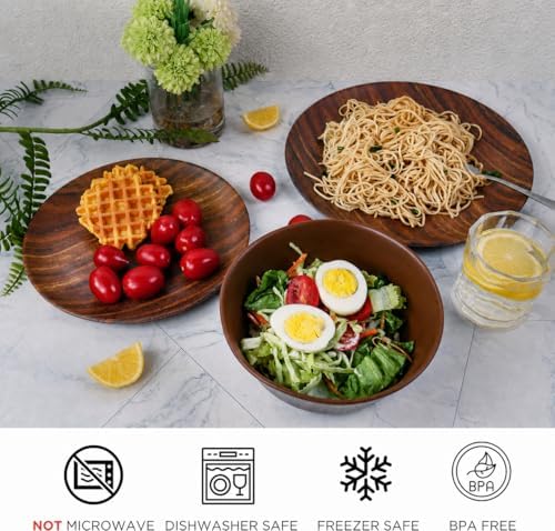 TP 18-Piece Melamine Dinnerware Sets, Service for 6, Rosewood Grain - Image 2
