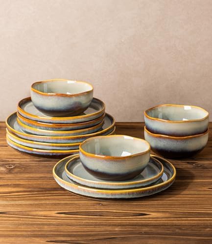 TheTerra Ceramic Dinnerware Set for 6, 18-Piece Plates and Bowls Set - Image 6