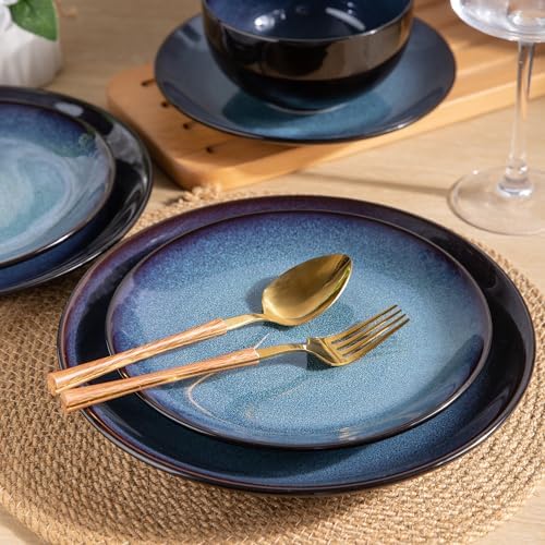 LeRatio Ceramic Dinnerware Sets for 4,12Pcs Porcelain Plates and Bowls Set - Image 2