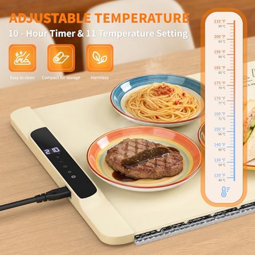 HOTEAGLE Food Warming Mat with Heat Resistant Pad for Family Dinner 26"x15" - Image 3