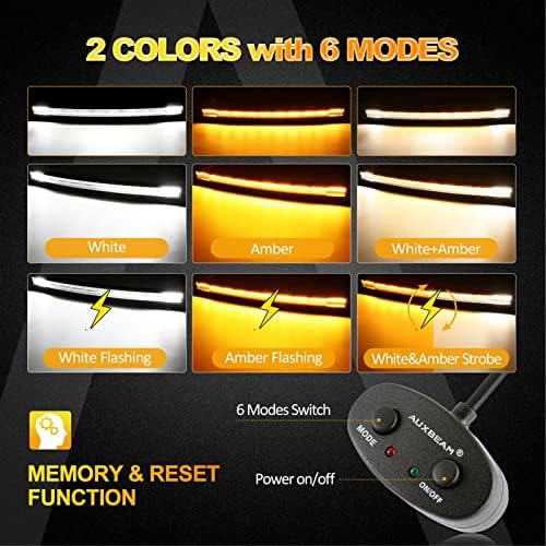 Auxbeam 42 Inch LED Light Bar, 240W Curved Off Road Amber White Combo Beam - Image 3