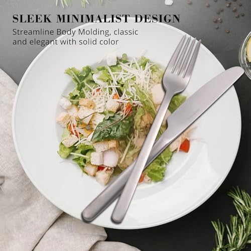 KINGSTONE 30 Pieces Silverware Set, Flatware Cutlery Set for 6, 18/10 Stainless Steel Silverware Utensils Minimalist Design Dishwasher Safe, Matte Silver - Image 4