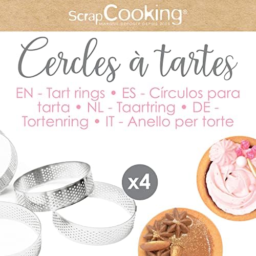 ScrapCooking 1322 4 Round Perforated Tart Circles - Individual Pie Circles Diameter 8 cm - Stainless Steel Frame Moulds - Uniform Baking - Pastry Accessories Cake Dessert - Image 2