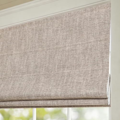 Aimnid Custom Cordless Roman Shades for Windows, Blackout Light Filtering Roman Blinds, Room Darkening Privacy Fabric Roman Window Shades for Home Living Room, Bedroom, French Doors, Sand by AimnidBlinds