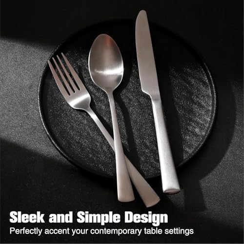 18/10 Flatware set for 12, 60 Piece Matte Stainless Steel Silverware Set - Image 5