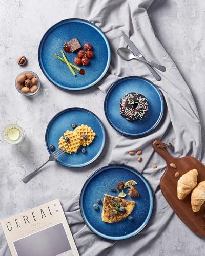famiware Star Dinner Plates for 6, 10 inches Plate Set, Scratch Resistant, Stoneware Dinnerware, Kitchen Modern Rustic Serving Dishes, Nebulas Blue (Pack of 2) - Image 6