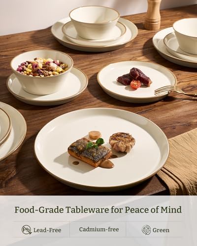 Famiware Saturn Dinnerware Sets, Ceramic Dishes for 4, Rimmed Plates, Bowls - Image 4